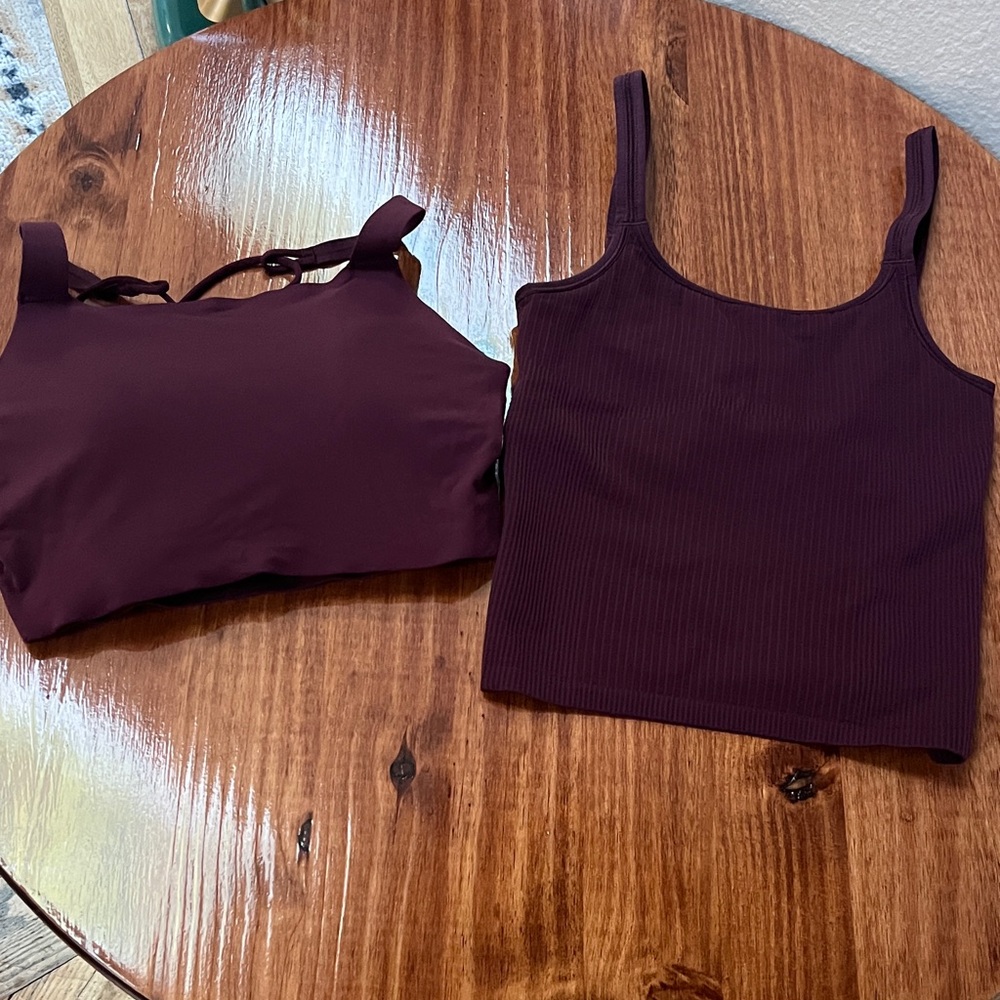 Lululemon Tank and Nike Sports Bra Dark Purple Set